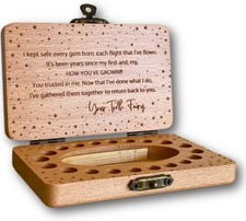 Tooth Fairy Keepsake Box for Girls  Boys, Set of 1, Natural Beech