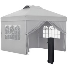 Outsunny Gazebo Pieghevole 3x3m con Altezza Regolabile, Finestre e Borsa Grigio