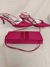 Jacques Vert  Hot Pink Shantung Slingback  Shoes  UK 6.5  & Matching Bag