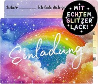 12 StüCk Glitzer Regenbogen Einladungskarten Kindergeburtstag MäDchen