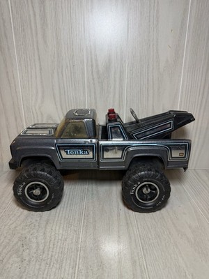VTG 1970s Tonka 24hr Towing Metallic Gray Tow Truck Metal - 11062 -