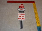 VINTAGE STANDARD GASOLINE DIE-CUT MEN RESTROOM BATHROOM TORCH 12" METAL OIL SIGN