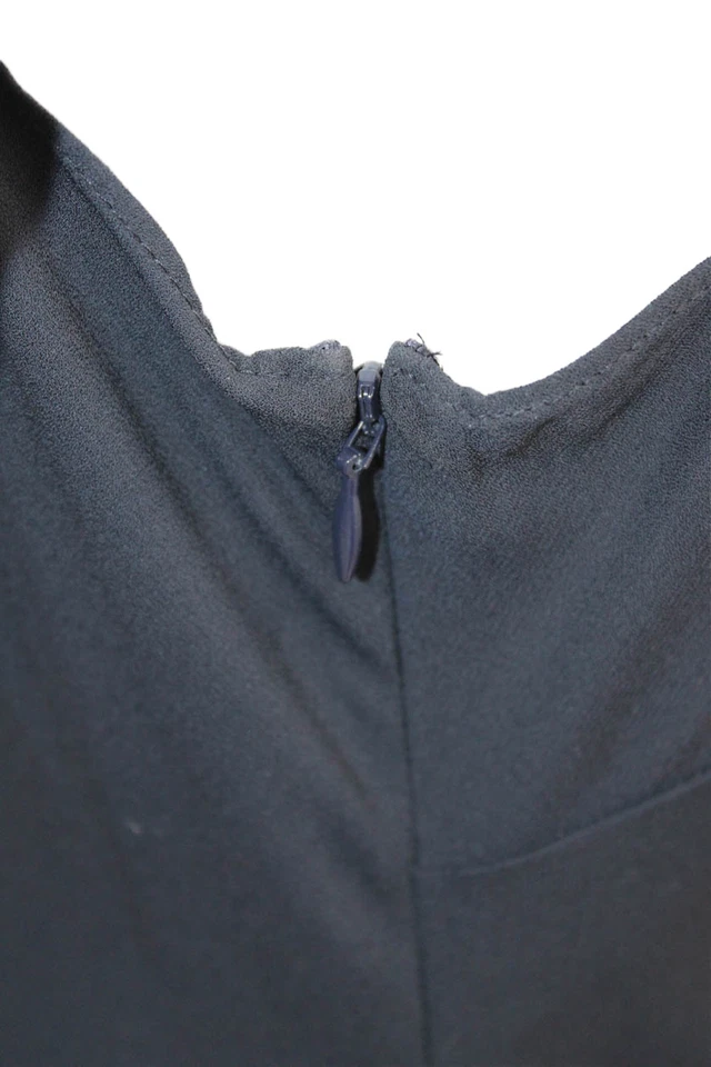 Vestido acanalado asimétrico estampado abstracto de seda ALC para mujer y sin cordones azul talla 4 Foto 4 de 4