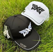 Black/White PXG Hat Line Pattern Style Golf Baseball Cap Adjustable W Ball Mark