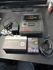 Nintendo SNES in TRANSPARENT BLACK Case, Wireless controller, HDMI & Games Cart.