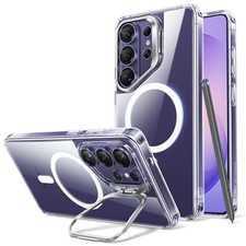 for Samsung Galaxy Phone Case with Stash Stand, Compatible S26 Ultra Clear