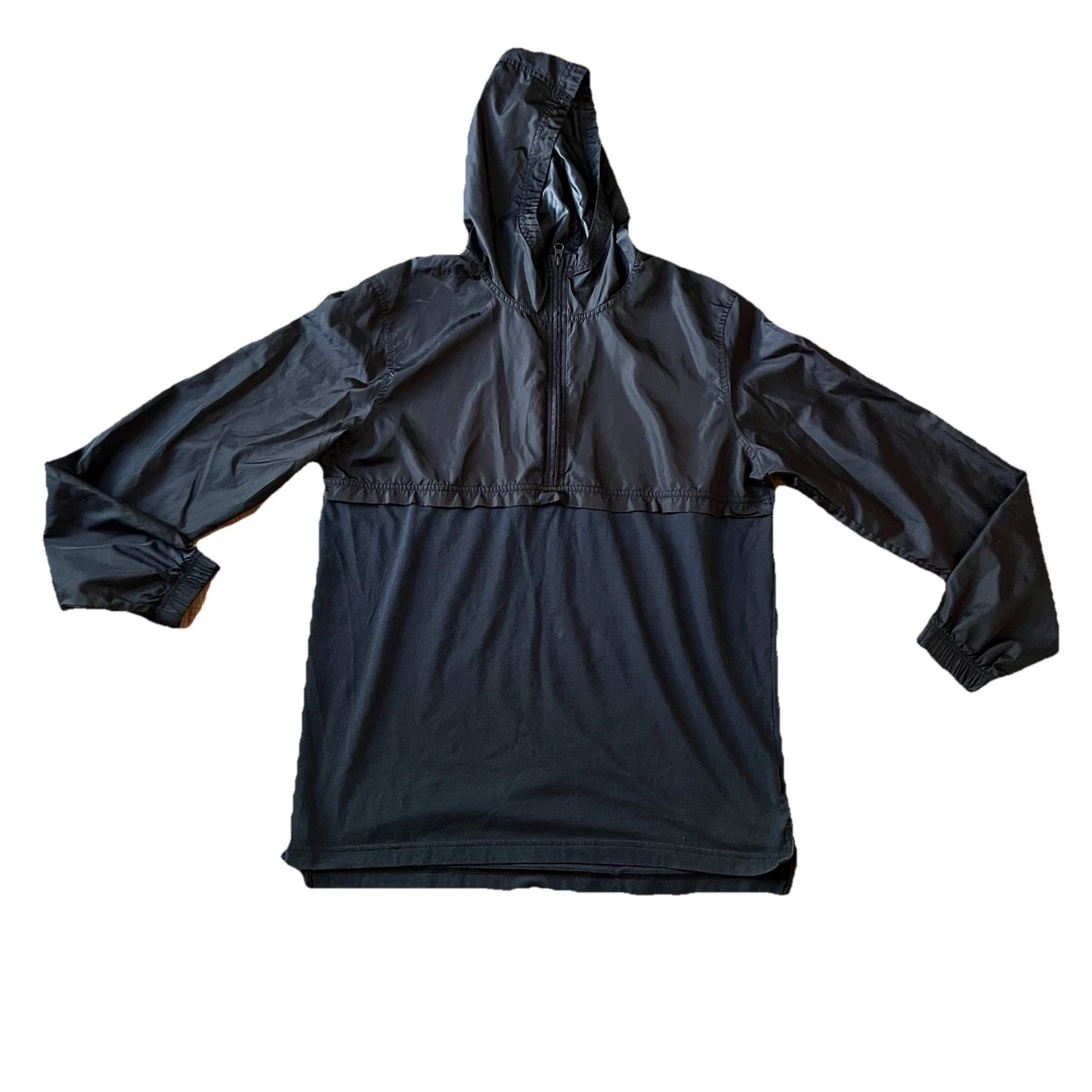 Under Armour T Shirt Jacket Large Hooded Windbreaker Blue Black Unisex