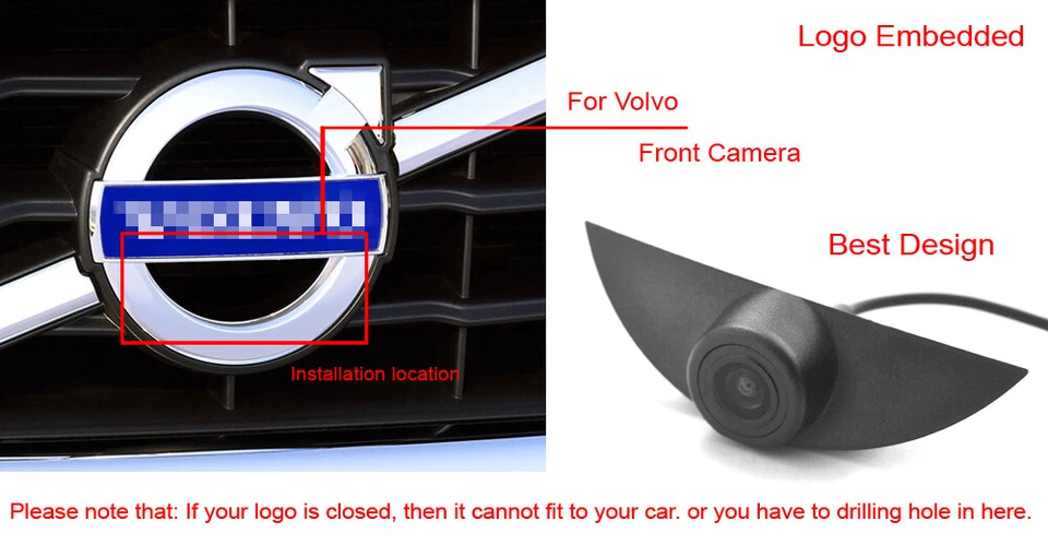 Car Full HD CCD Front View Camera Logo Embedded for Volvo S60 S80 V60 XC60 XC90 - Image 2 of 4