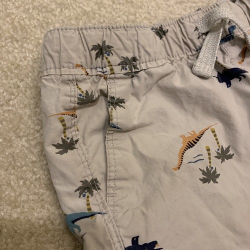 Dinosaurs Theme Shorts Lot 2 Brown Biege Kids Size 4-5Y Drawstring H&M Old Navy - Picture 9 of 17