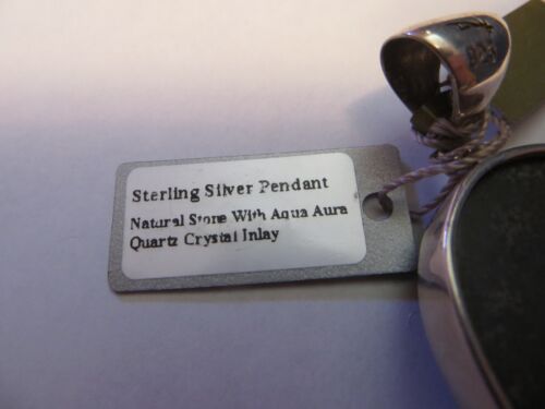 Starborn Creation Aqua Aura blau Quarz Kristall Anhänger Sterlingsilber Halskette - Bild 5 von 9