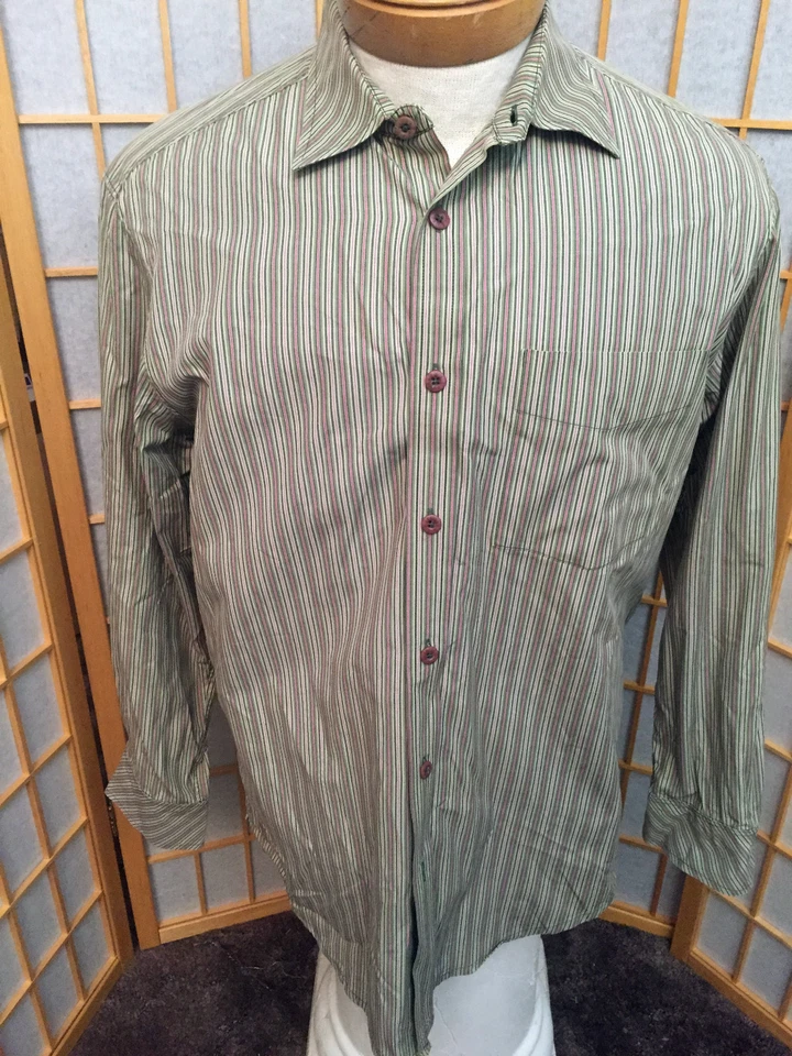 Camisa de vestir Indigo Palms Tommy Bahama manga larga algodón con botones para hombre talla M Foto 2 de 4