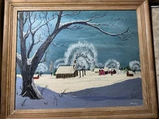 Vintage B Hauser "Winter Landscape Scene" Oil Painting - Signed And Framed