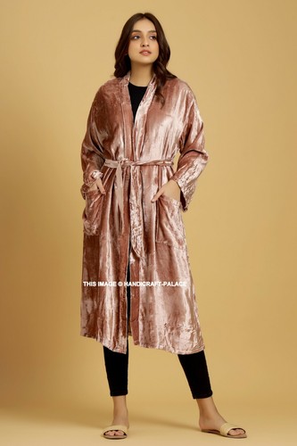 5 PC Lot Luxurious Crushed Velvet Dressing Gown Long Kimono Jacket Indian Coat - Picture 3 of 8