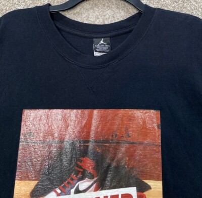 NIKE Jordan banned Tシャツ USサイズM RARE Vintage Nike Air Jordan 1 Banned Shoe Black T-Shirt
