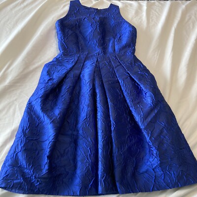 carmen marc valvo dress blue fit and flare knee length size 0 | eBay