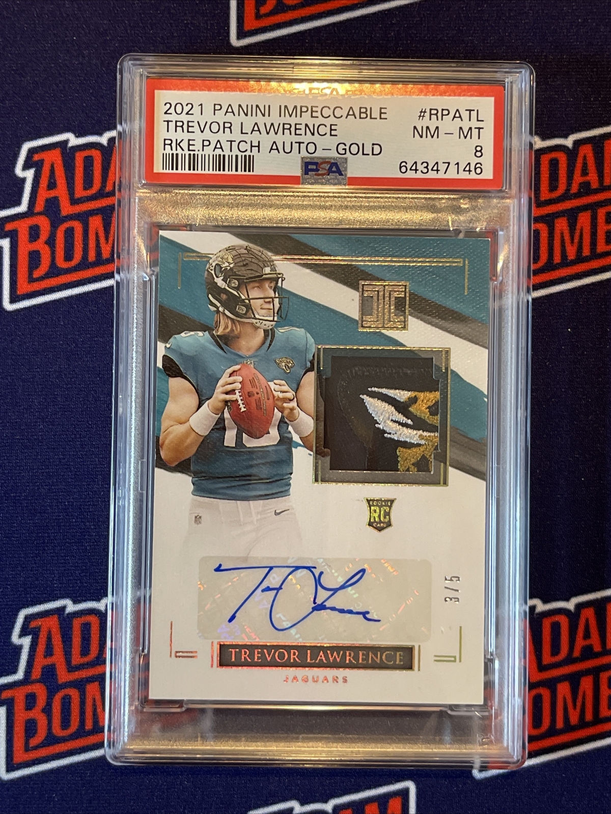 Trevor Lawrence Panini Impeccable Rookie Patch Autograph #RPATL Gold