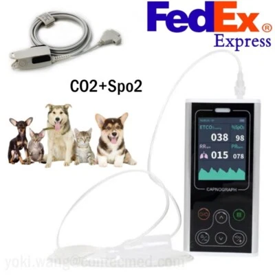 CONTEC CA10S Portable Sidestream Capnograph ETCO2 Spo2 Resp PR with Alarm VET