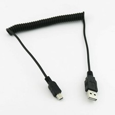 1x USB 2.0 A Male to Mini B 5 Pin Male Plug Spiral Coiled Connector Cable Cord