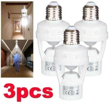 3x Infrared PIR Motion Sensor Bulb Holder E27 LED Light Lamp Socket Base Adapter