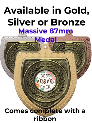 Beste Mutter aller Zeiten Award große 87 mm Medaille & Band (E) Gravur kostenlos