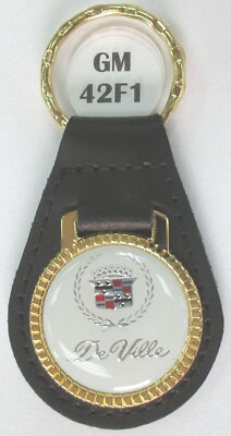 White De Ville #42F1 Leather Gold Tone Key Ring 1988 1989 1990
