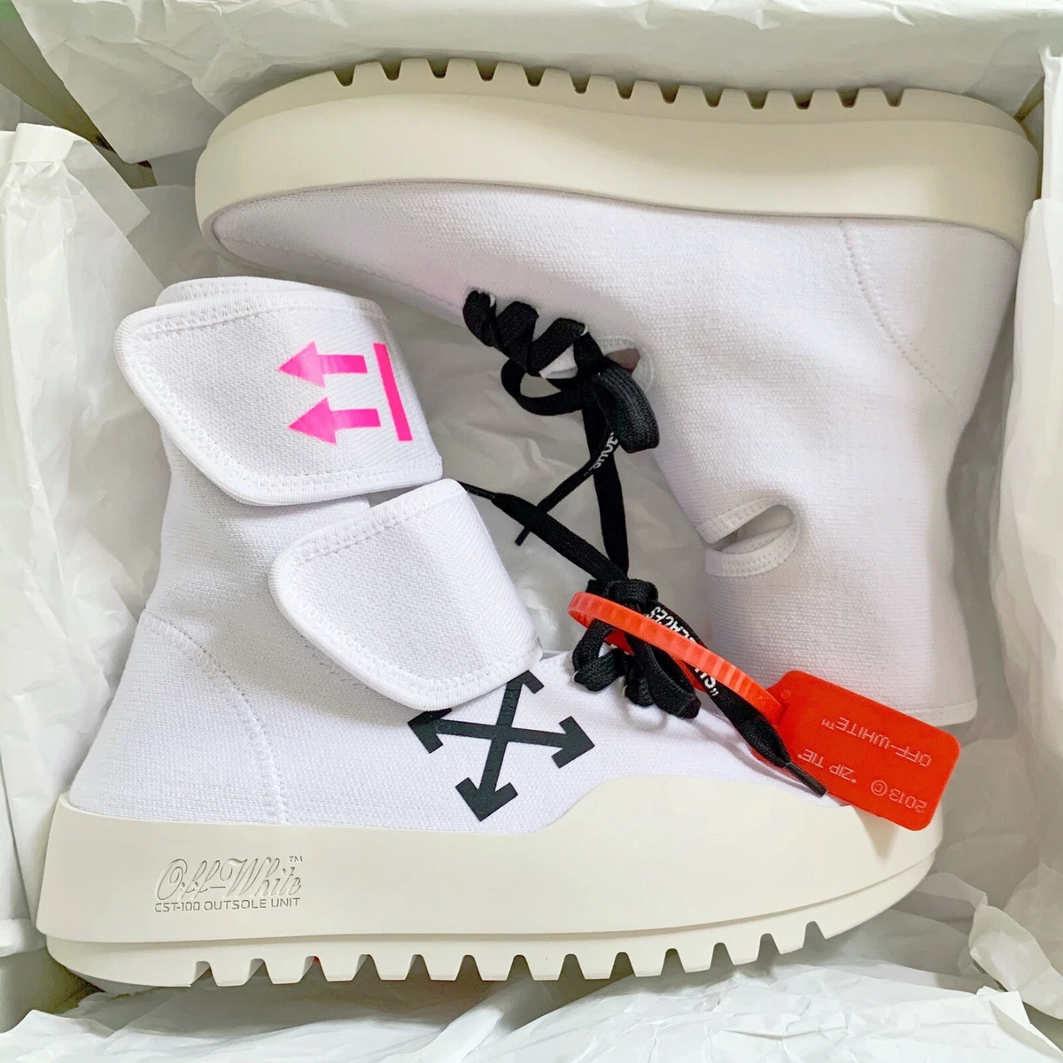 $795 OFF-WHITE c/o VIRGIL ABLOH Moto Wrap High Top Knit Sneakers