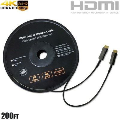 200FT HDMI AOC Cable Active Fiber Optic HDTV 4K 60Hz 18Gbps HDR ARC HDCP 2.2