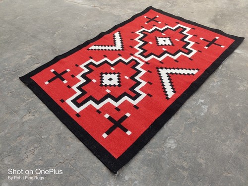 5x8 Fuß Handgewebter Rot Navajo Teppich Western Kollektion Indianer Stil Rug - Bild 12 von 20