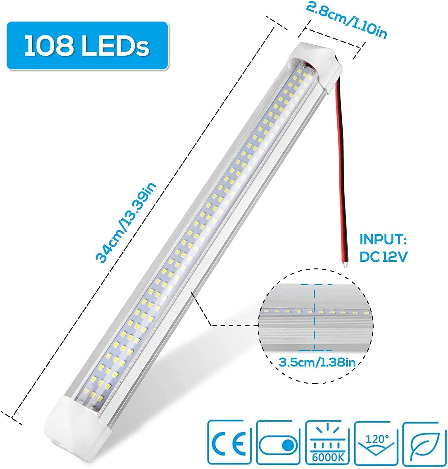 Buy 12V 108 LED Car Interior Strip Light Bar Light In UK - Shop Now!