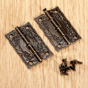2/10pcs Retro Imitation Bronze Embossing Hinges Furniture Jewelry Box Hardware