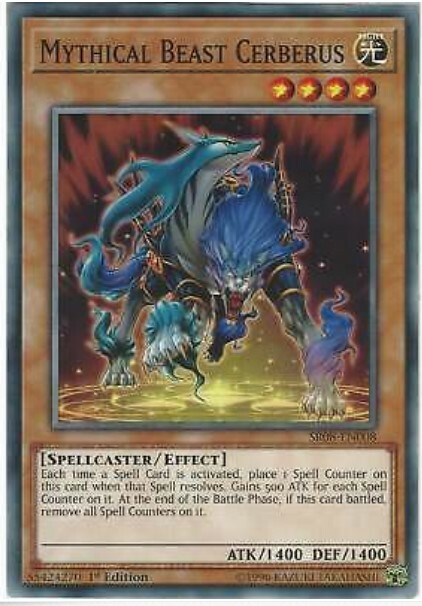 Yu-Gi-Oh! Mythical Beast Cerberus Card – SR08-EN008 Common From Spellcasters Structure Deck