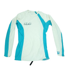 Body Glove Rashguard Womens Medium White Aqua Blue Performace UVP 50 Protection
