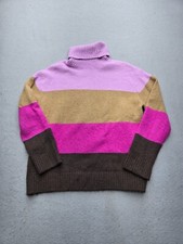 Ann Taylor Women Sweater Small Brown/Pink Pullover Color Block Turtleneck