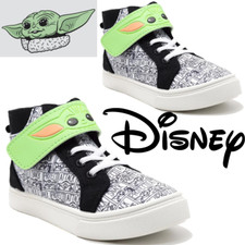 DISNEY Baby Yoda Toddler Boys Shoes size 8 License Casual High-Top Sneakers, NEW
