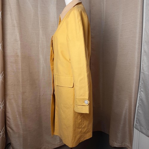 Isaac Mizrahi Womens Trench Coat Mustard Yellow Jacket MED - Picture 2 of 6