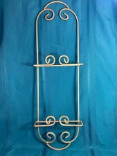 2 Tier Metal Wall Hanging Collectible Gold Plate Rack Holder Display Shelf 28"