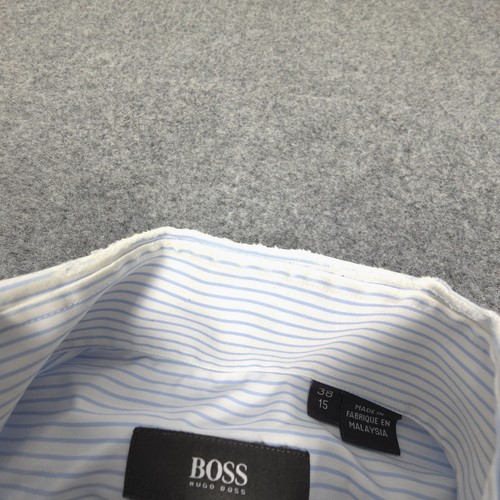 Hugo Boss Shirt Mens SMALL Blue Striped Long Sleeve Button Up Collared Size S - Picture 4 of 12
