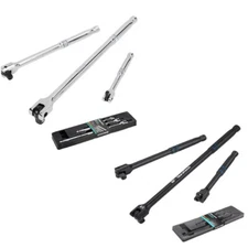 3PIECE Black/Silver 6"-15" Breaker Bar Set with 180° Rotatable Head Chrome Alloy