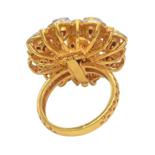 925 Sterling Silver Ring 18k Gold Plated Natural Diamond Polki Removable Shank - Picture 5 of 6