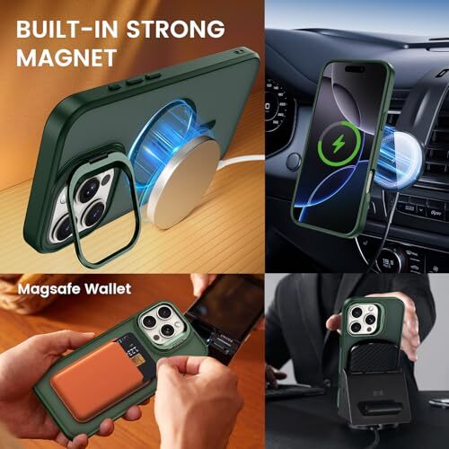 for iPhone 16 Pro Max Case with Privacy Screen Protector, Built-in Metal Green - Bild 7 von 8