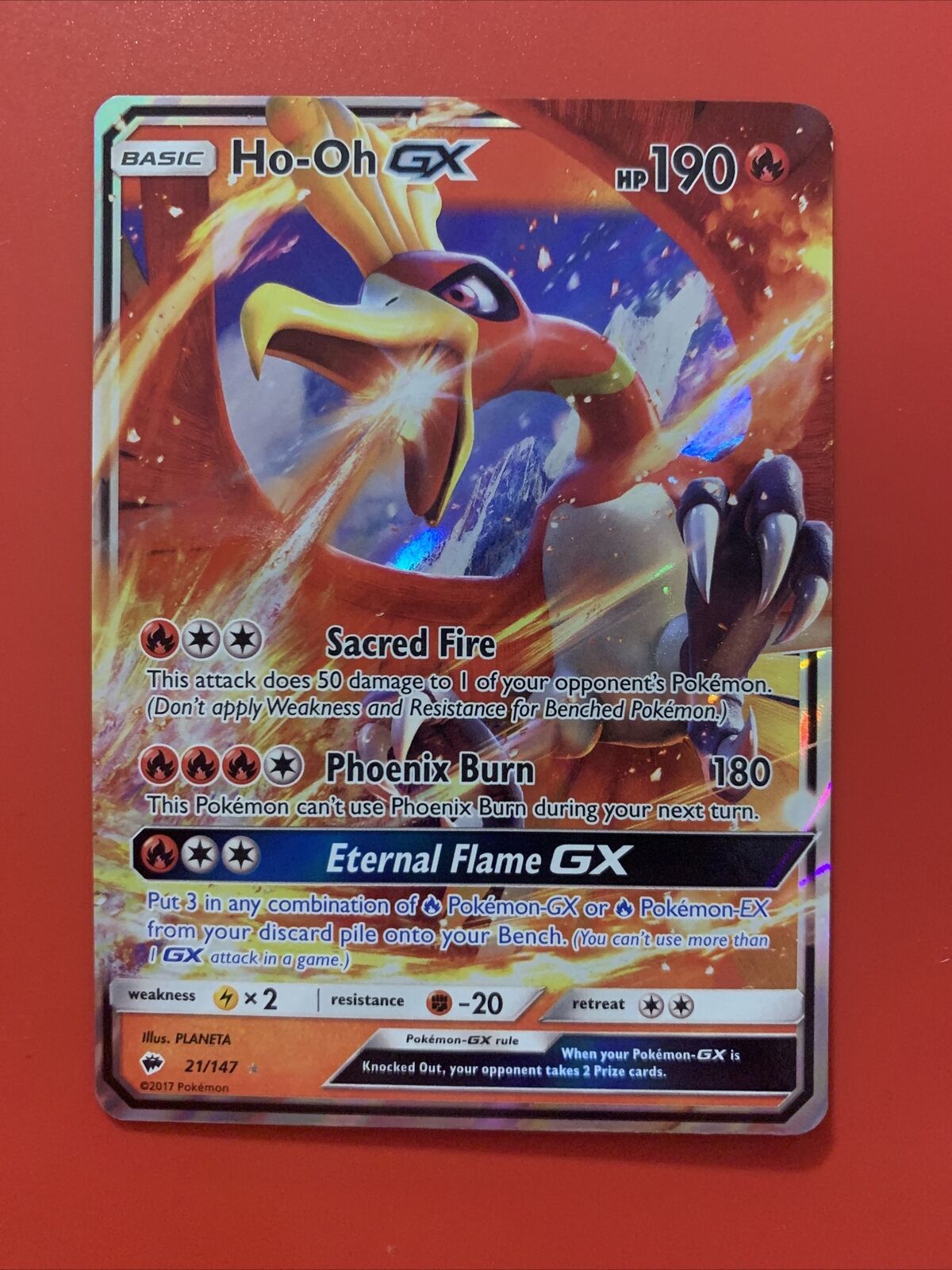 Ho-Oh GX 21/147 Near Mint Ultra Rare Burning Shadows Full Art Pokemon Card  2017