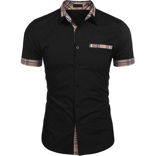 Mens Linen Style Short Sleeve Shirts Casual Fit Formal Dress Top Tee Shirt и - Picture 7 of 21