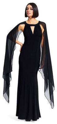 white christmas dresses Adrianna Papell One Shoulder Sheath ITY Dress with Chiffon Cape main image 0