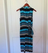 Ann Taylor Sleeveless Faux Wrap Dress Women's Sz S Striped Side Tie
