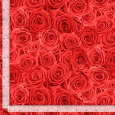 Cotton Red Roses Flowers Floral Red Fabric Print by the Yard D379.78