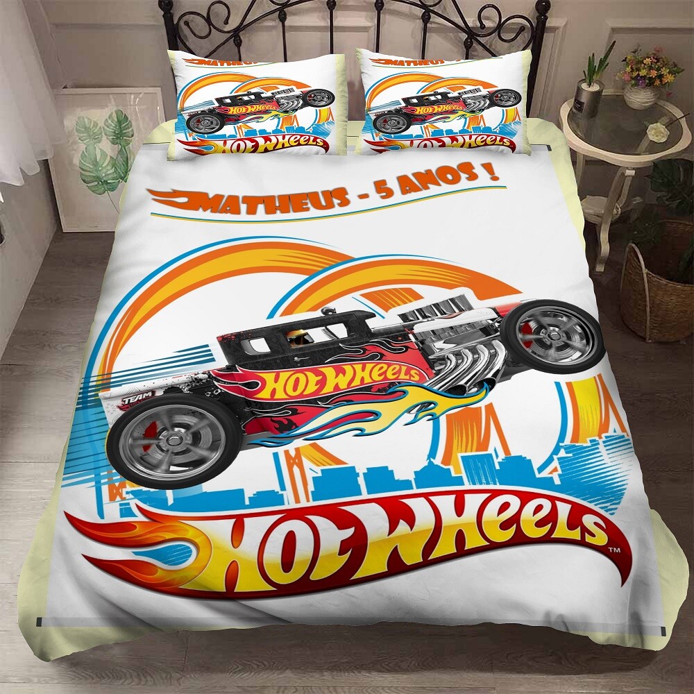 Hot Wheels Quilt Duvet Cover Doona Bedding Set Single Double Queen Kids