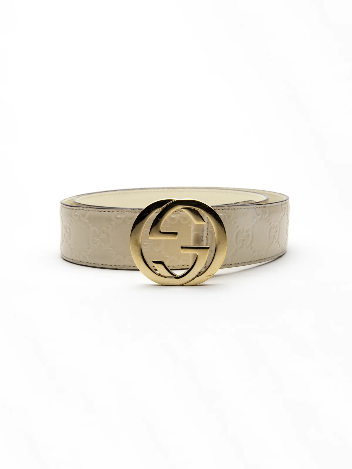 Ceinture homme Gucci en cuir crème et doré multicolore