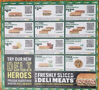 28 Subway Coupons - 2 Sheets - Exp Nov 11/26/23 - Valid Nationwide Ships  Today