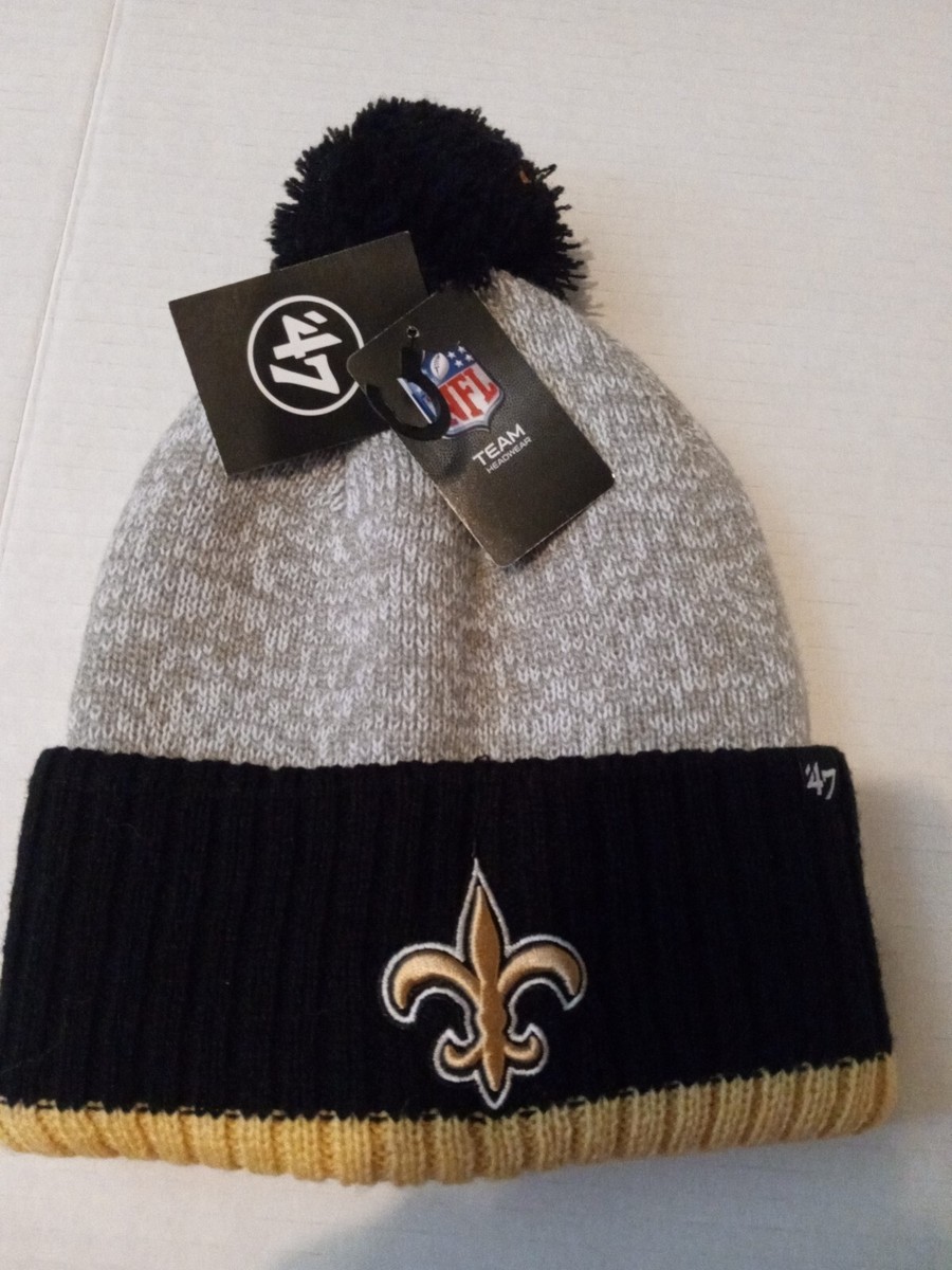 '47 Brand New Orleans Saints Bering Pom Cuffed Knit Hat- Black/Gold