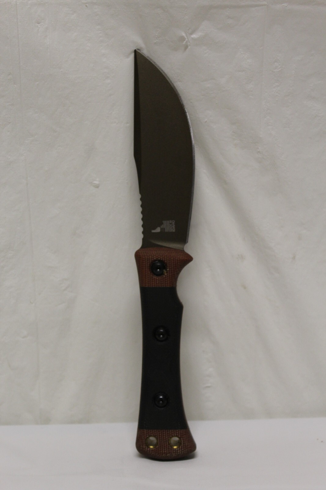 TOPS Woodcraft Fixed Blade Knife Black Tan Micarta Handle 1095HC Steel